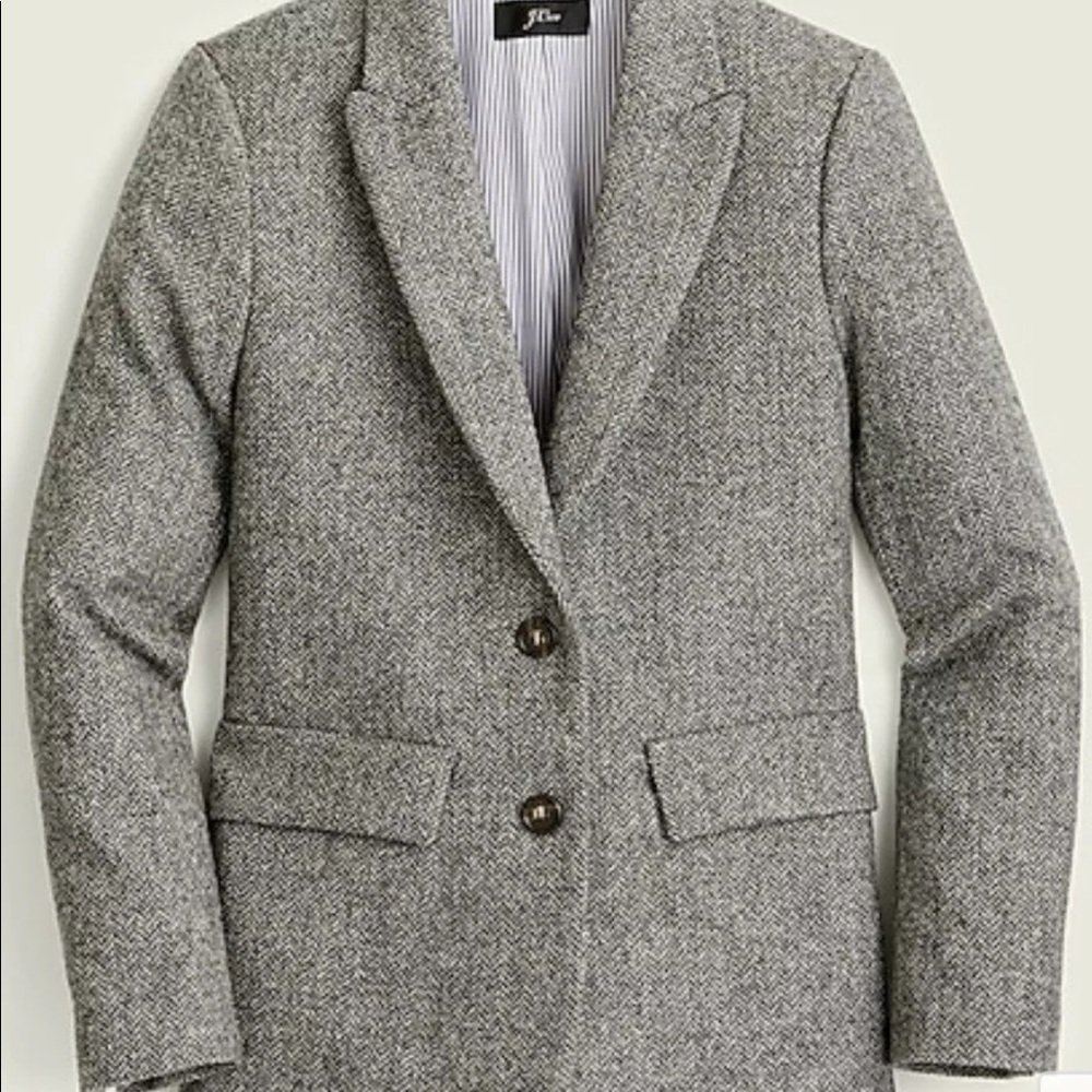 JCrew Sommerset blazer in graphite English wool herringbone women size 14